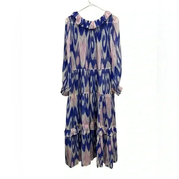 Anthropologie Marais Chiffon Maxi Dress Ruffled Tiers Sheer Tassel Beach Small - Picture 9 of 13